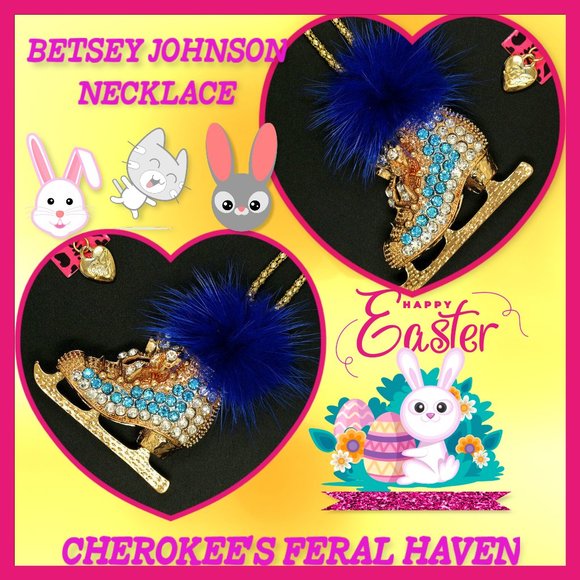 Betsey Johnson Jewelry - Betsey Johnson Blue Fluff/Skate Necklace